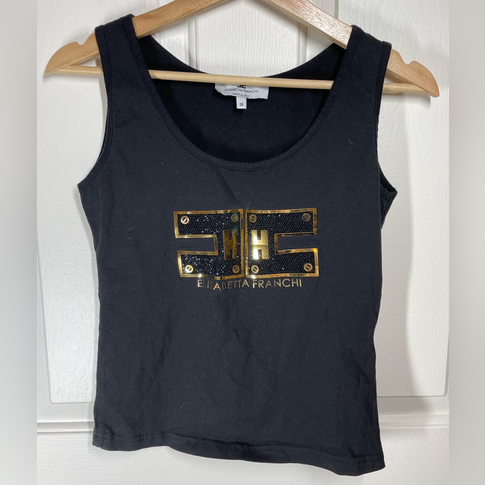 Elisabetta Franchi Black Tank Top Sz 36